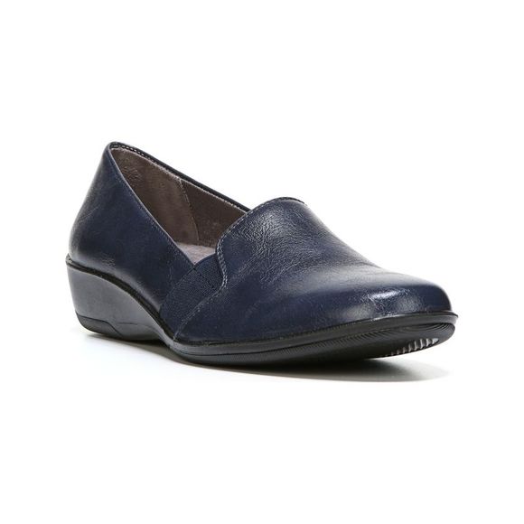 LIFE STRIDE Shoes - LIFE STRIDE Womens Navy Gore Isabelle Round Toe Wedge Slip On Loafers 7.5 W